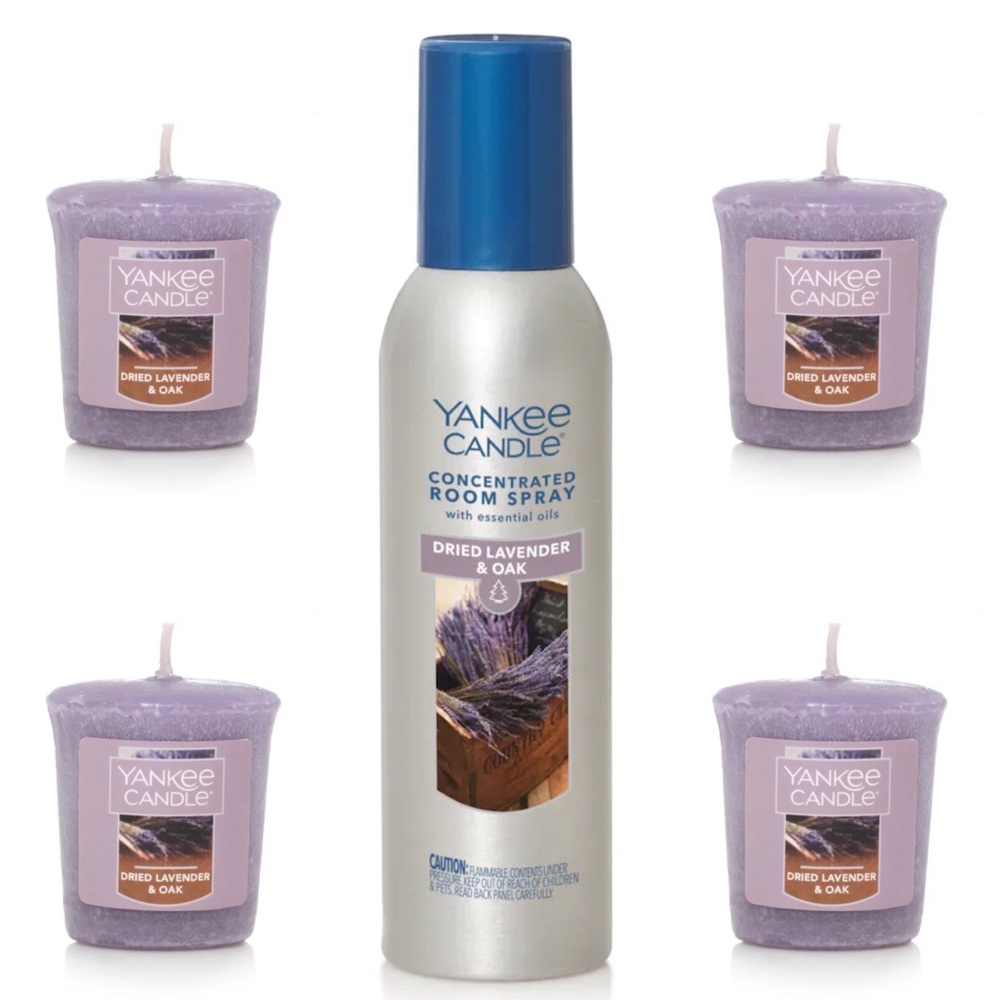 Yankee Candle Dried Lavender & Oak concentrated Room Spray and votive mixed lot